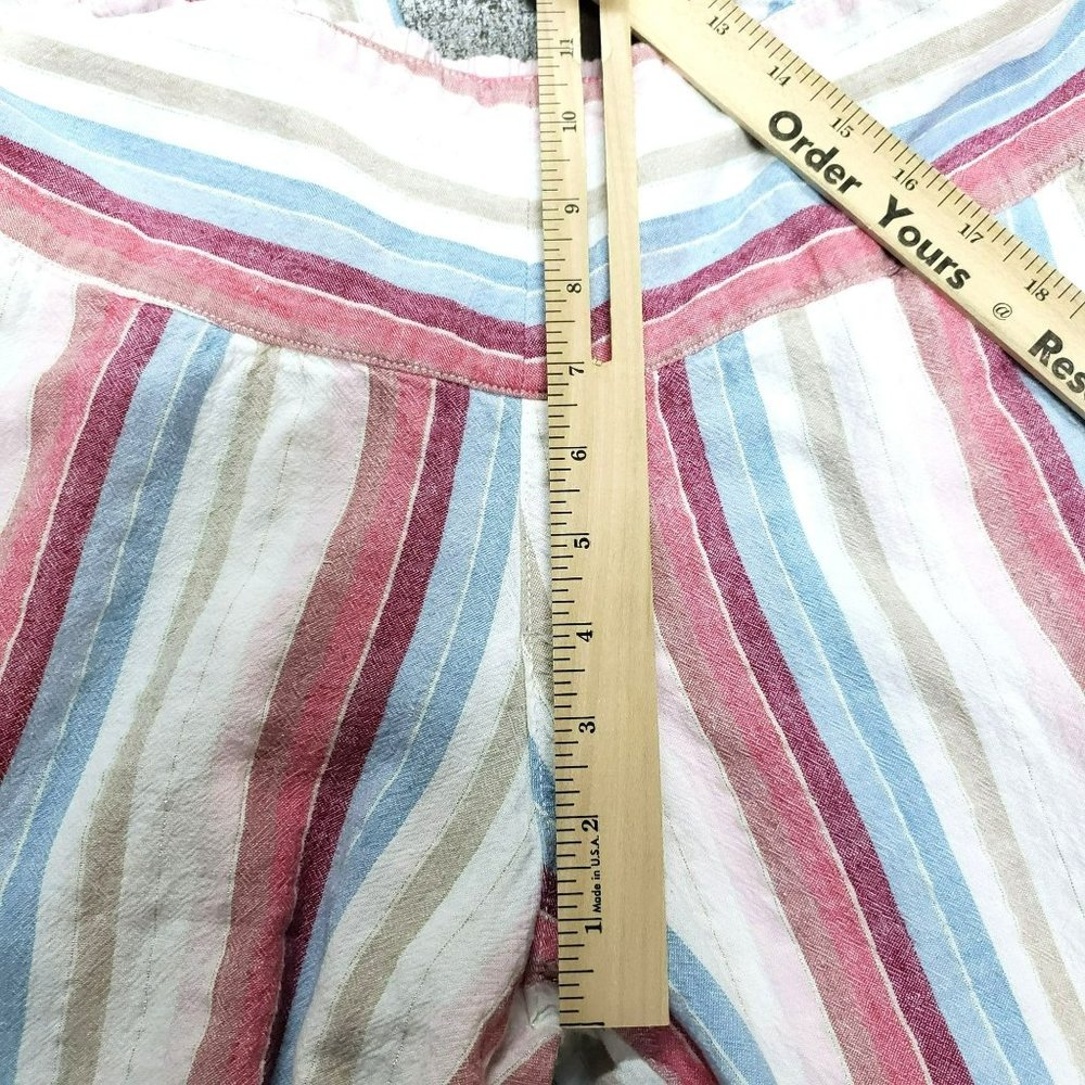 Cato Wide Leg Striped Linen-Blend Pants in White, Red, Blue, Tan - Picture 3 of 11
